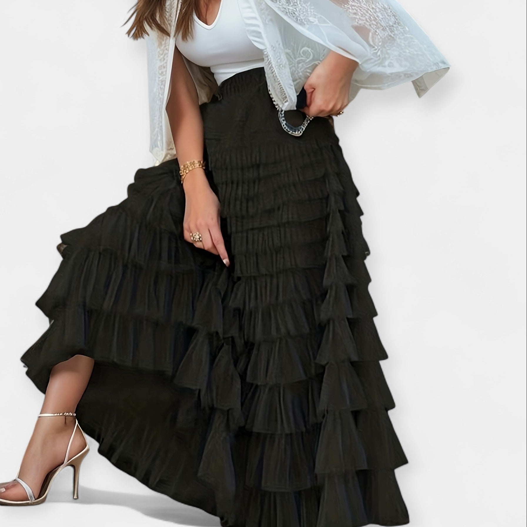 Kristýna - Elegantna Suknja s Tylom Dekorativnim Detaljima