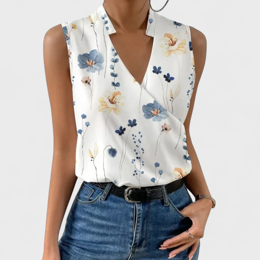 Simona - Mekani Ljetni Top s V-Izrezom
