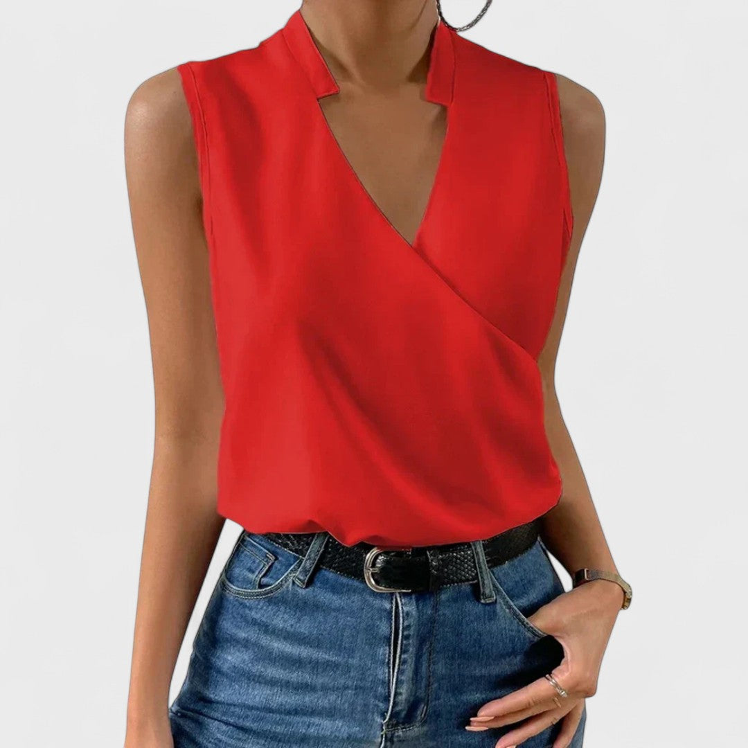 Simona - Mekani Ljetni Top s V-Izrezom