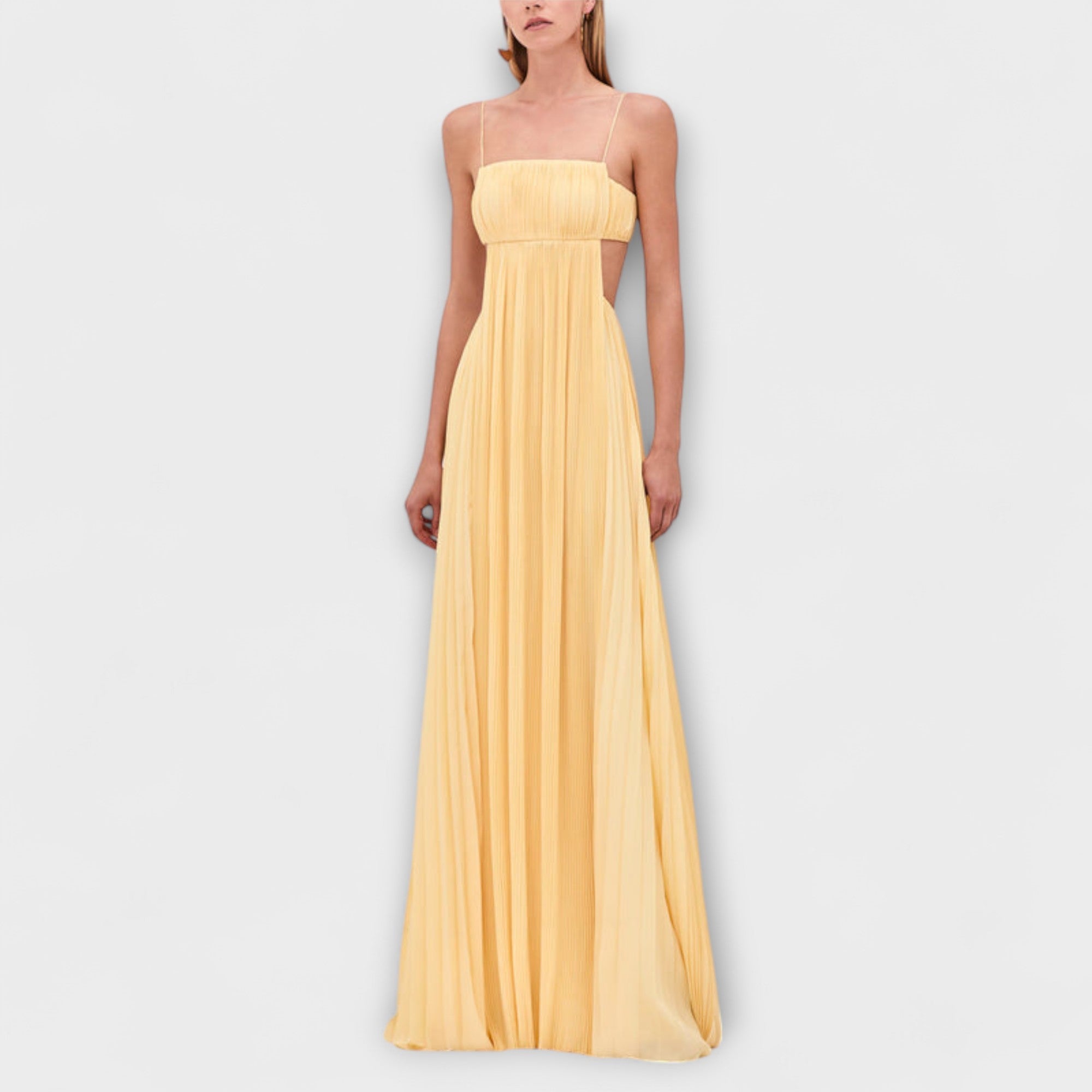 Mireille - Elegantne Maxi Haljine s Plisiranjem i Izrezom